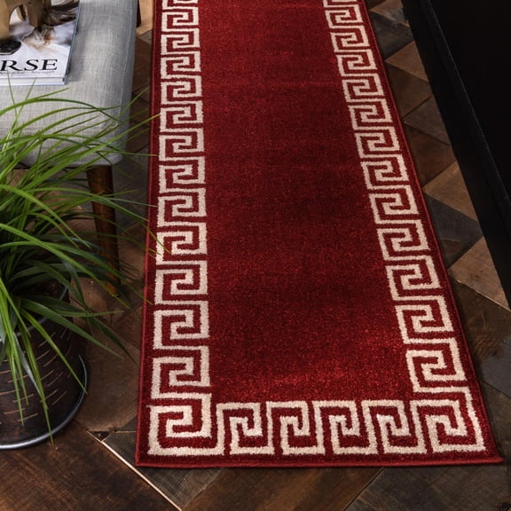 Unique Loom Athens Collection Area Rug - Modern (2' x 6' 1" Runner Terracotta/Beige)