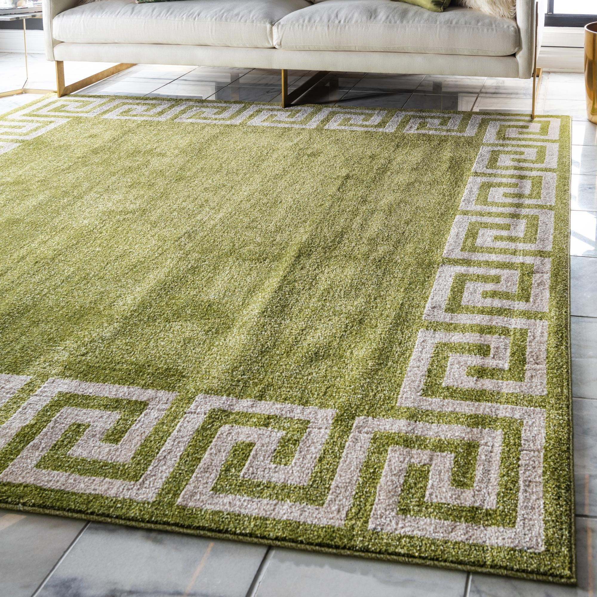 Unique Loom Athens Collection Area Rug - Modern (8' Square Light Green ...