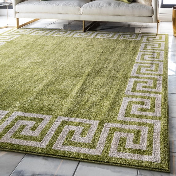 Uunique Green Rugs Unique Loom Athens Collection Area Rug - Modern (8' Square Light Green ...