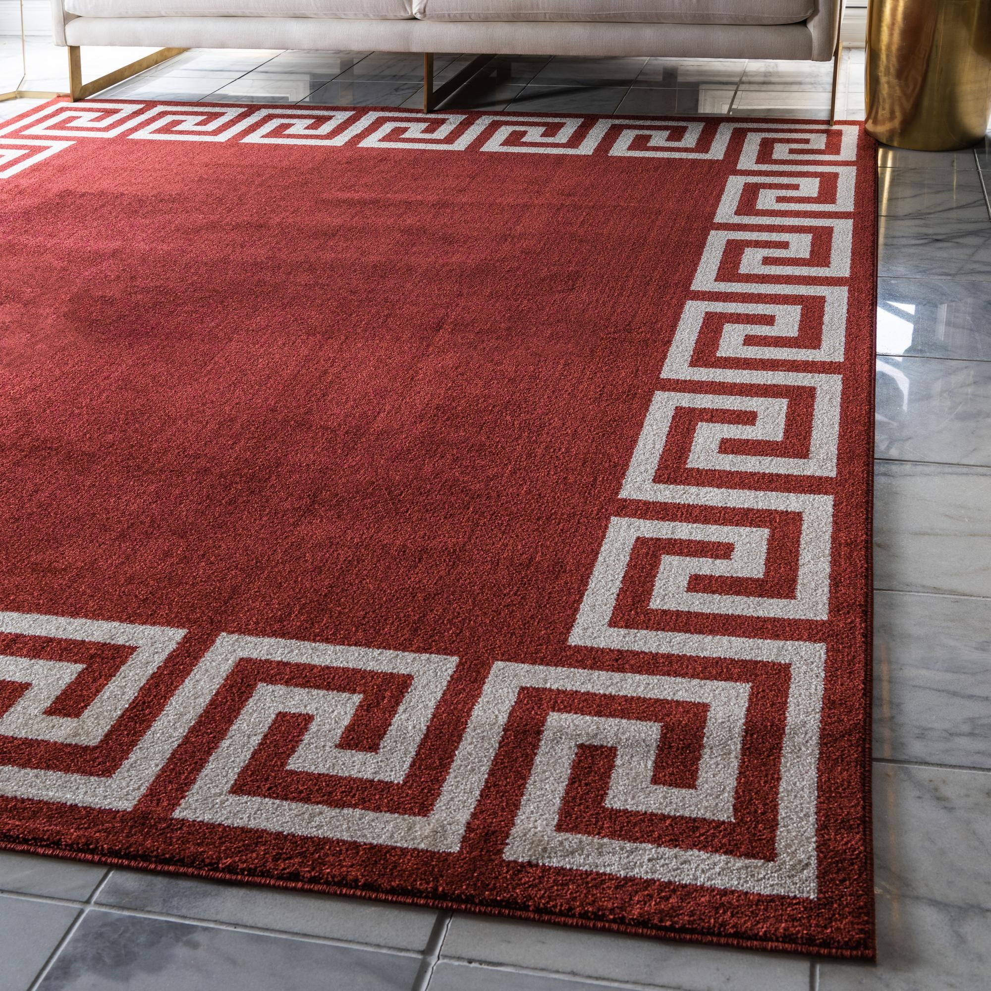 Unique Loom Athens Collection Area Rug - Modern (8' Square Terracotta ...