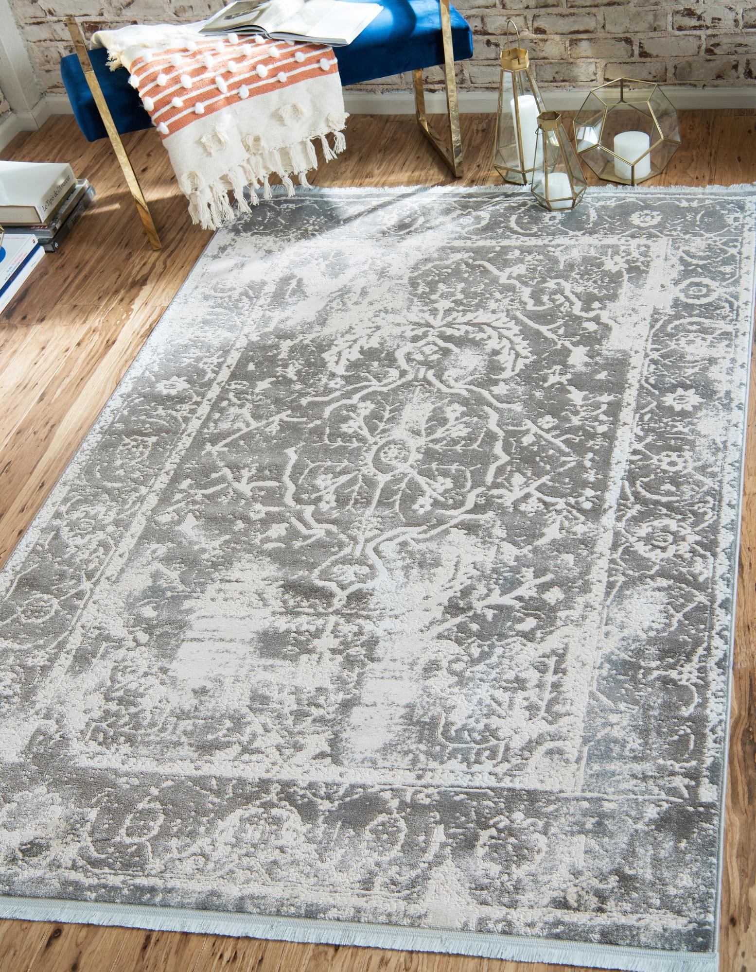 Unique Loom Athens New Classical Rug Gray Beige 7' 1