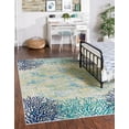 thumbnail image 1 of Unique Loom Atoll Ariel Rug Blue/Ivory 2' x 3' 1" Rectangle Botanical Beach/Nautical Perfect For Living Room Bed Room Dining Room Office, 1 of 7