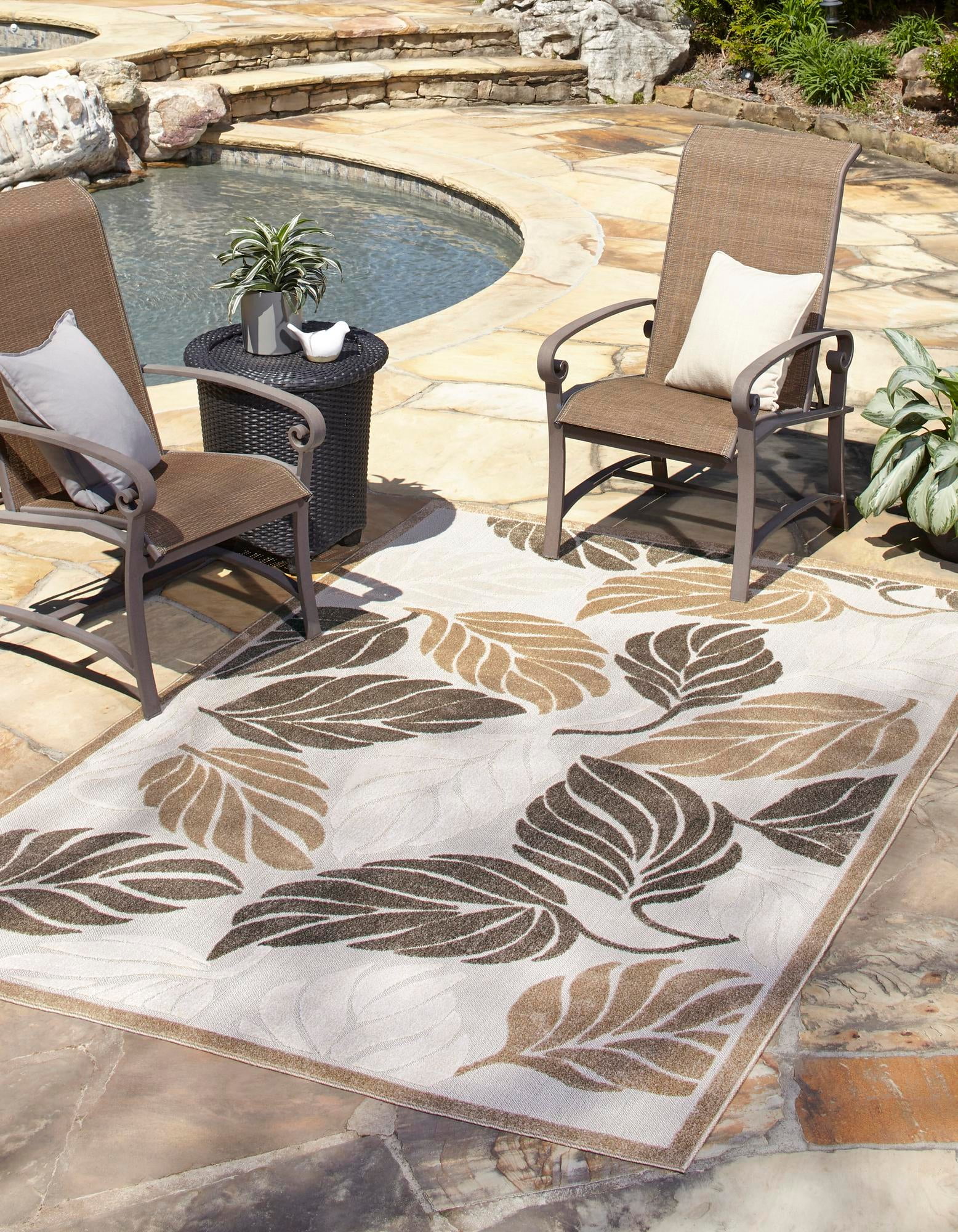 Augusta Beige Synthetic 7'1" x 10' Outdoor Abstract Area Rug