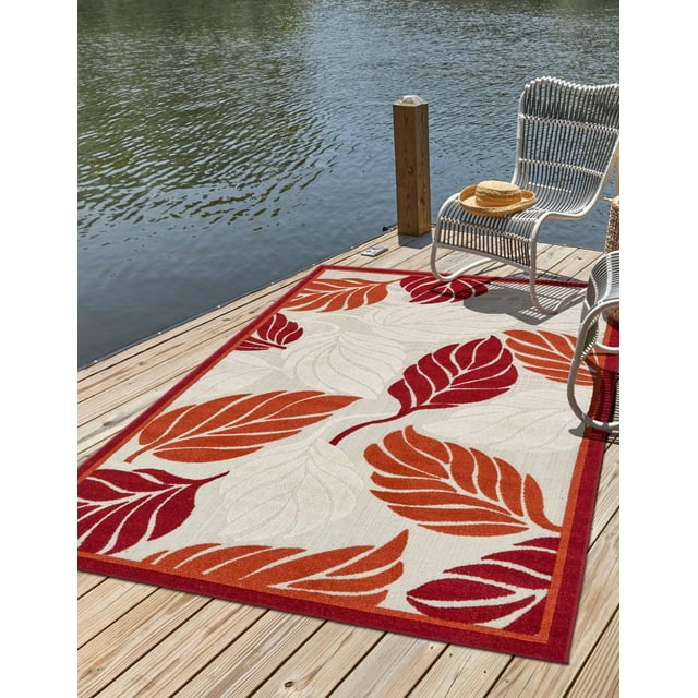 Unique Loom Augusta Indoor/Outdoor Modern Floral Area Rug or Runner
