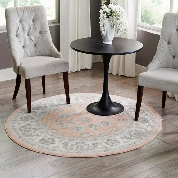 Unique Loom Aurelia Collection Area Rug - Hadrian (3' Round Rose/Gray)