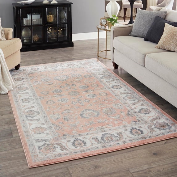Unique Loom Aurelia Collection Area Rug - Hadrian (7' 10" x 10' Rectangle Rose/Gray)