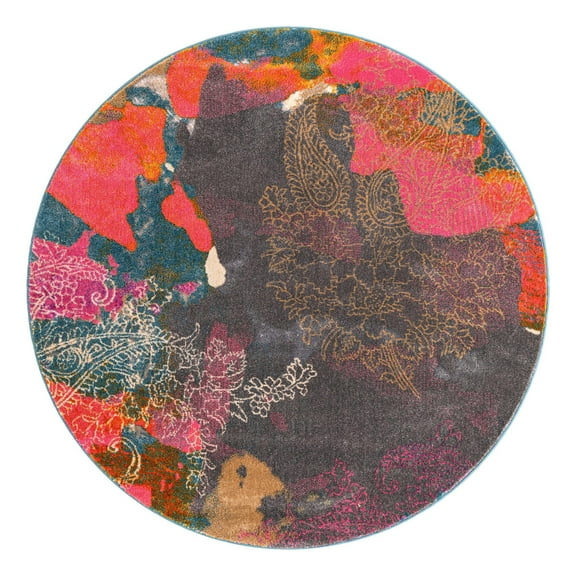 Unique Loom Aurora Collection Area Rug - Granna (6' 1" Round Gray/Blue)