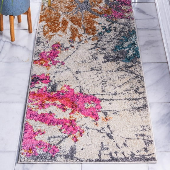 Unique Loom Aurora Collection Area Rug - Lund (2' 7" x 10' Runner Beige/Blue)