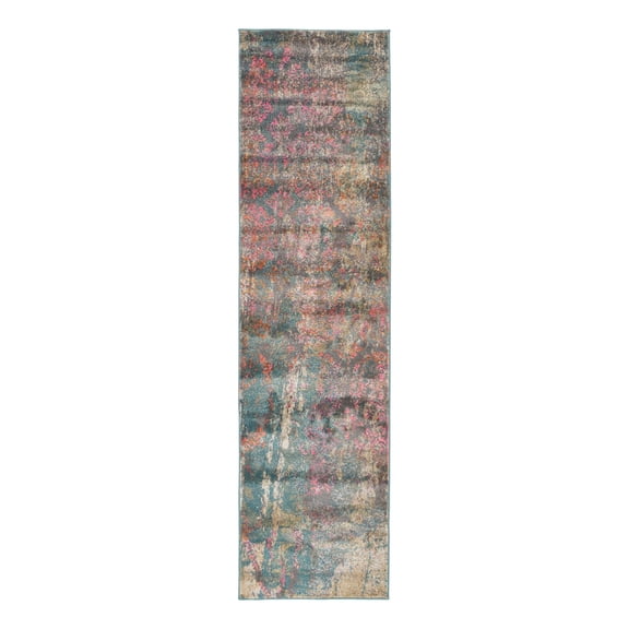Unique Loom Aurora Collection Area Rug - Uppsala (2' 7" x 10' Runner Blue/Beige)