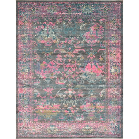 Unique Loom Aurora Color Bordered Modern Area Rugs, Gray