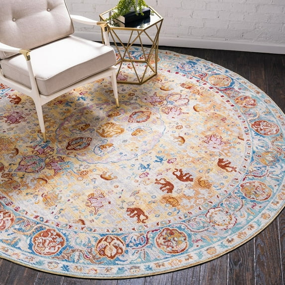 Unique Loom Austin Collection Area Rug - Fortissimo (8' Round Beige/Blue)
