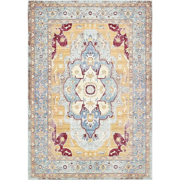 Unique Loom Austin Rectangular Distressed Traditional Area Rugs, Light Blue