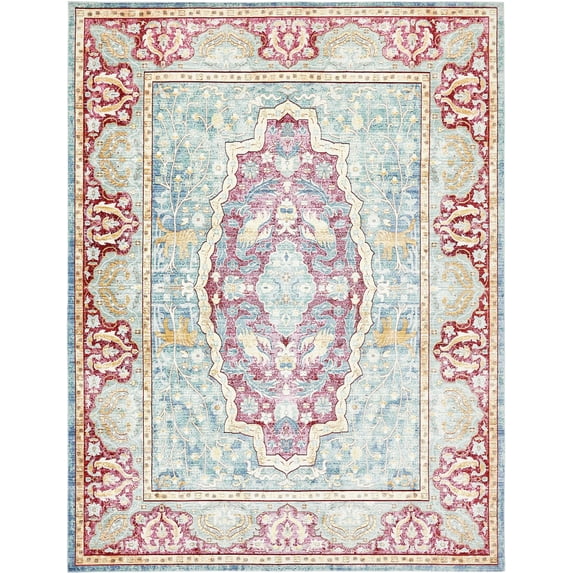 Unique Loom Austin Rectangular Distressed Traditional Area Rugs, Navy Blue