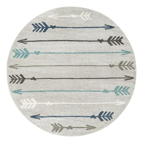 Unique Loom Autumn Collection Area Rug - Arrow (7' 10" Round Light Gray/Black)