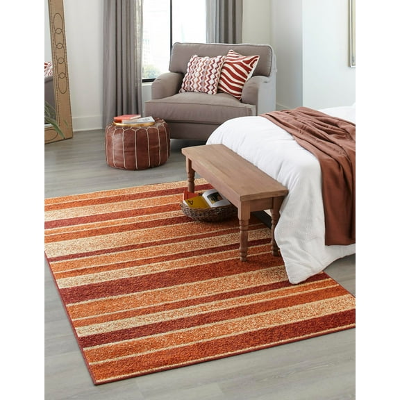 Unique Loom Autumn Collection Area Rug - Artisanal (5' 1" x 8' Rectangle Rust Red/Beige)