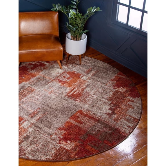Unique Loom Autumn Collection Area Rug - Cinnamon (8' Round Multi/Beige)