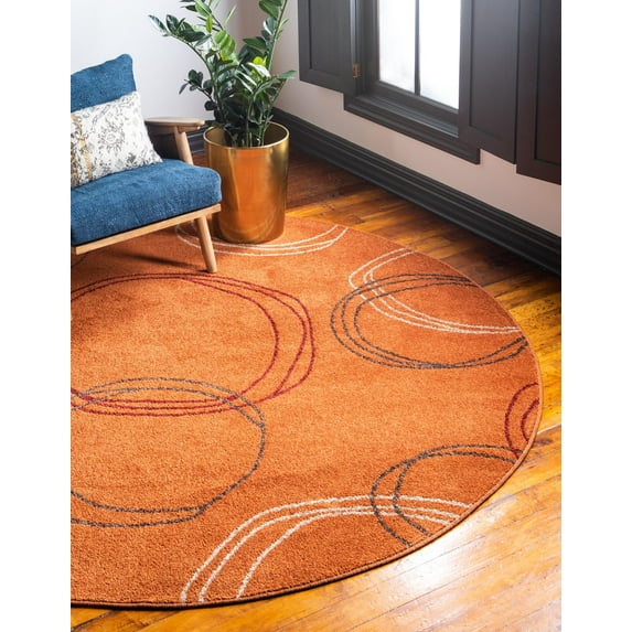 Unique Loom Autumn Collection Area Rug - Cornucopia (3' 3" Round Terracotta/Beige)