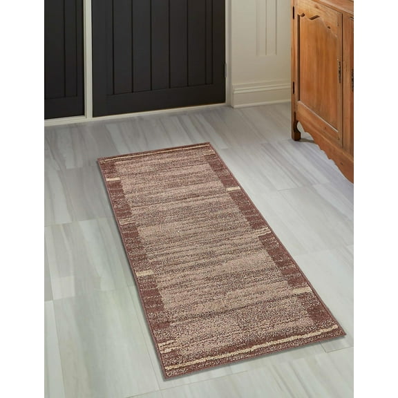 Unique Loom Autumn Collection Area Rug - Foilage (2' x 6' 1" Runner Brown/Beige)