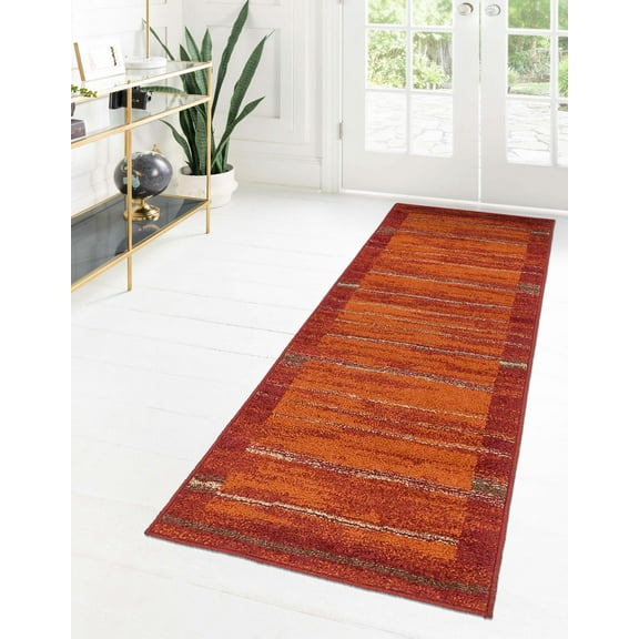 Unique Loom Autumn Collection Area Rug - Foilage (2' x 6' 1" Runner Terracotta/Burgundy)