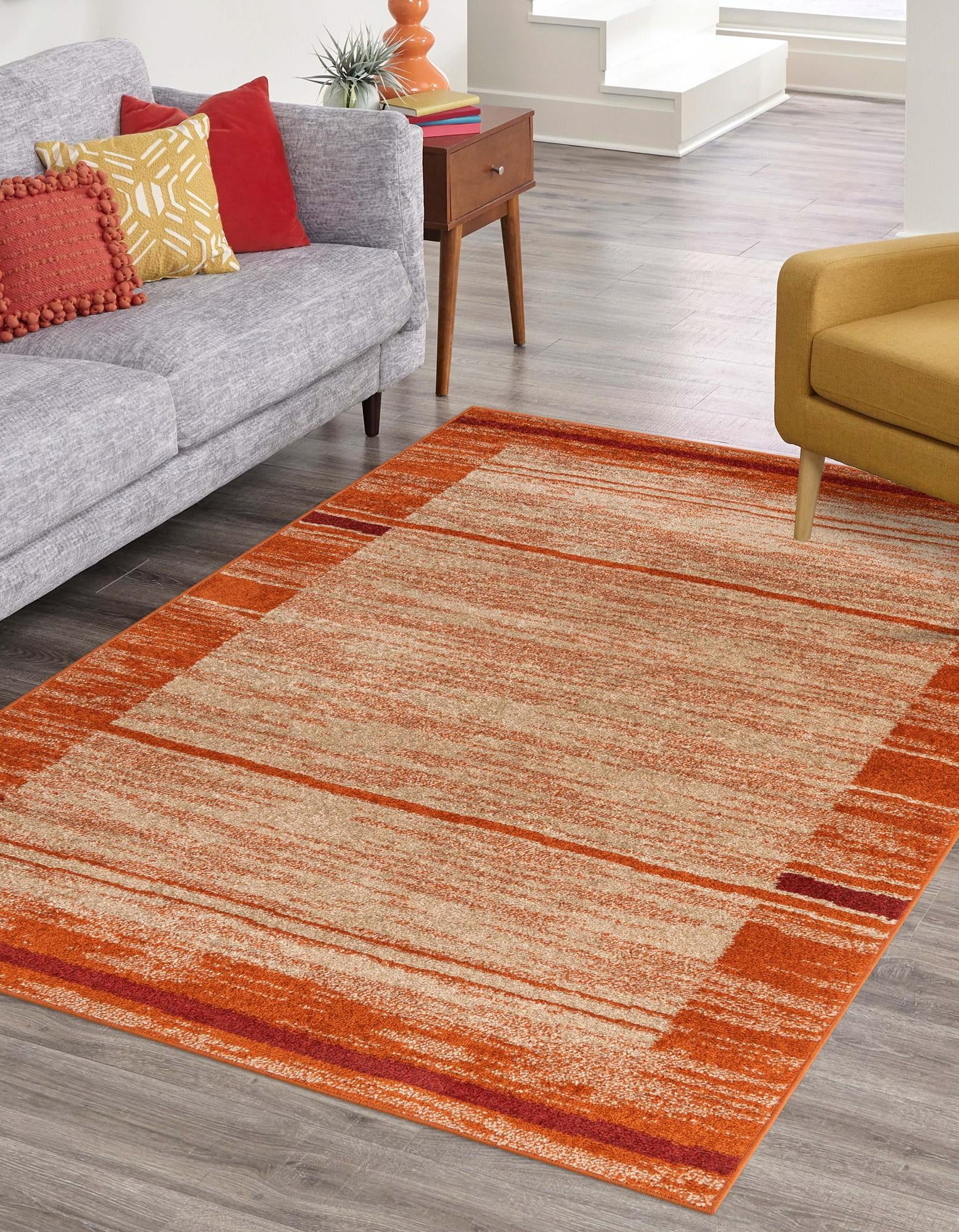 Terracotta Sunrise 5' x 8' Rectangular Synthetic Area Rug
