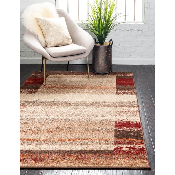 Unique Loom Autumn Collection Area Rug - Maple (5' 3" x 8' Rectangle Beige/Brown)