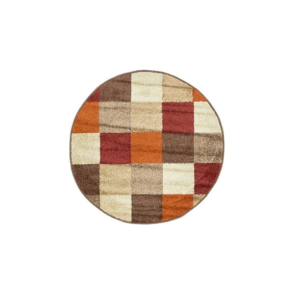 Unique Loom Autumn Collection Area Rug - Patchwork (3' 3" Round Multi/Beige)