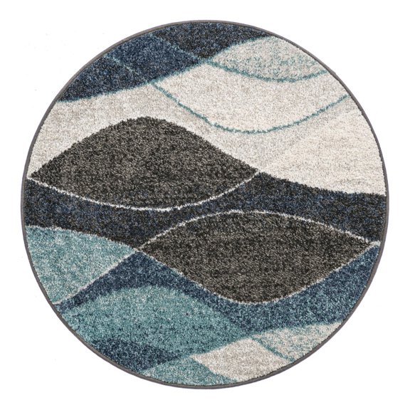 Unique Loom Autumn Collection Area Rug - Plantation (3' 1" Round Blue Gray/Black)