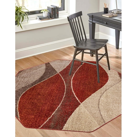 Unique Loom Autumn Collection Area Rug - Plantation (5' 3" Octagon Multi/Beige)