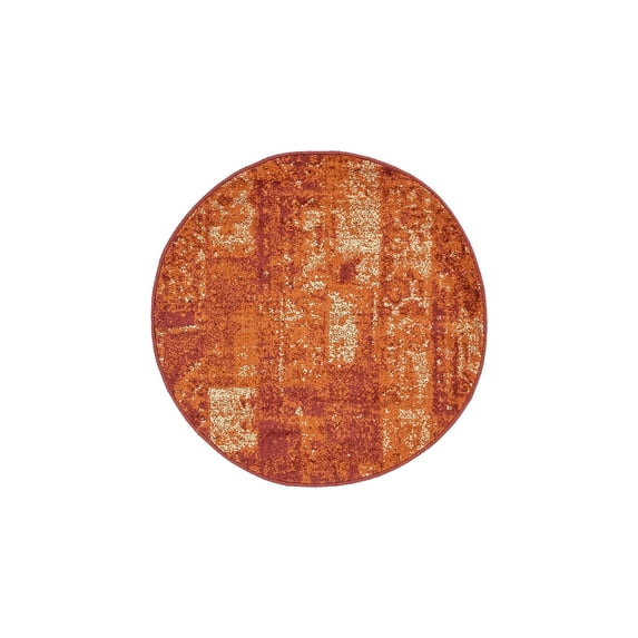 Unique Loom Autumn Collection Area Rug - Plymouth (3' 1" Round Terracotta/Burgundy)