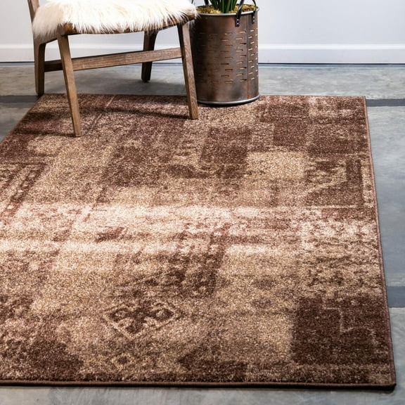 Unique Loom Autumn Collection Area Rug - Plymouth (7' 10" x 10' Rectangle Brown/Beige)