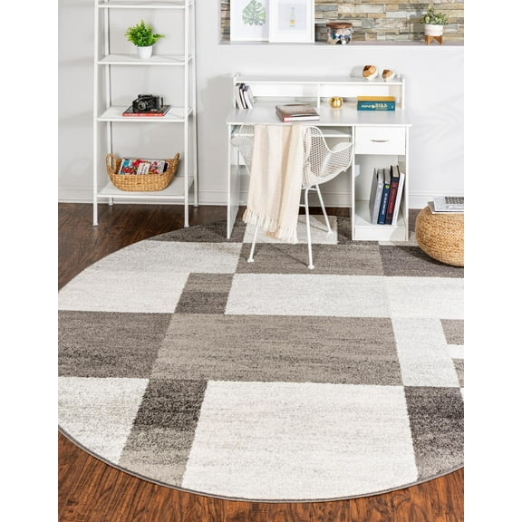 Unique Loom Autumn Collection Area Rug - Providence (3' 3" Round Gray/Ivory)