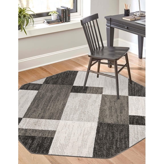 Unique Loom Autumn Collection Area Rug - Providence (5' 3" Octagon Gray/Ivory)