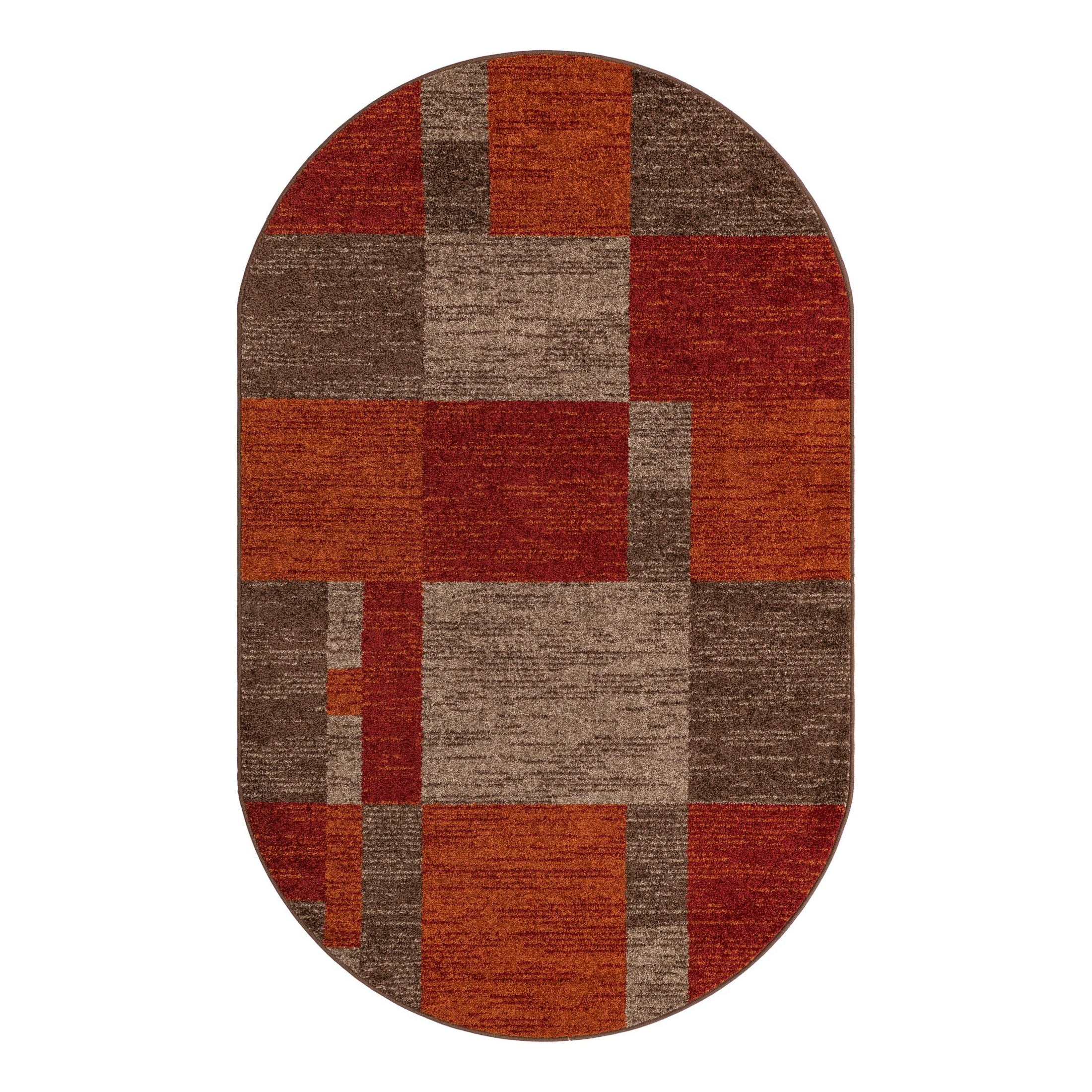 Oval Multi Geometric Synthetic Easy Care Area Rug
