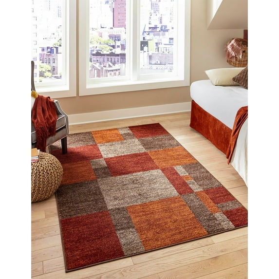 Unique Loom Autumn Collection Area Rug - Providence (5' 3" x 8' Rectangle Multi/Beige)