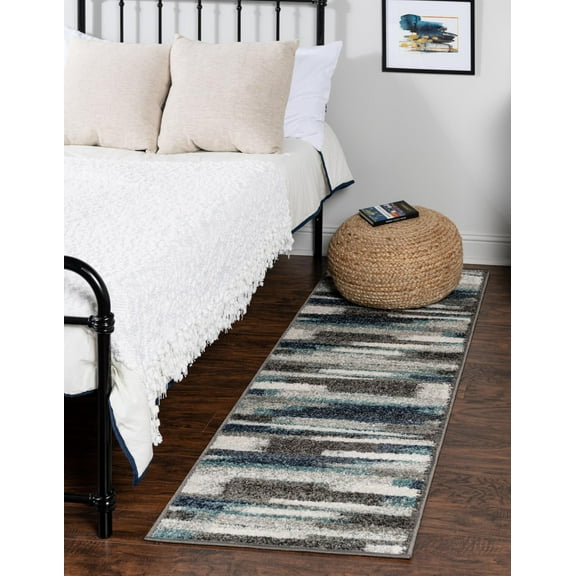 Unique Loom Autumn Collection Area Rug - Wheat (2' x 6' Runner Blue Gray/Gray)