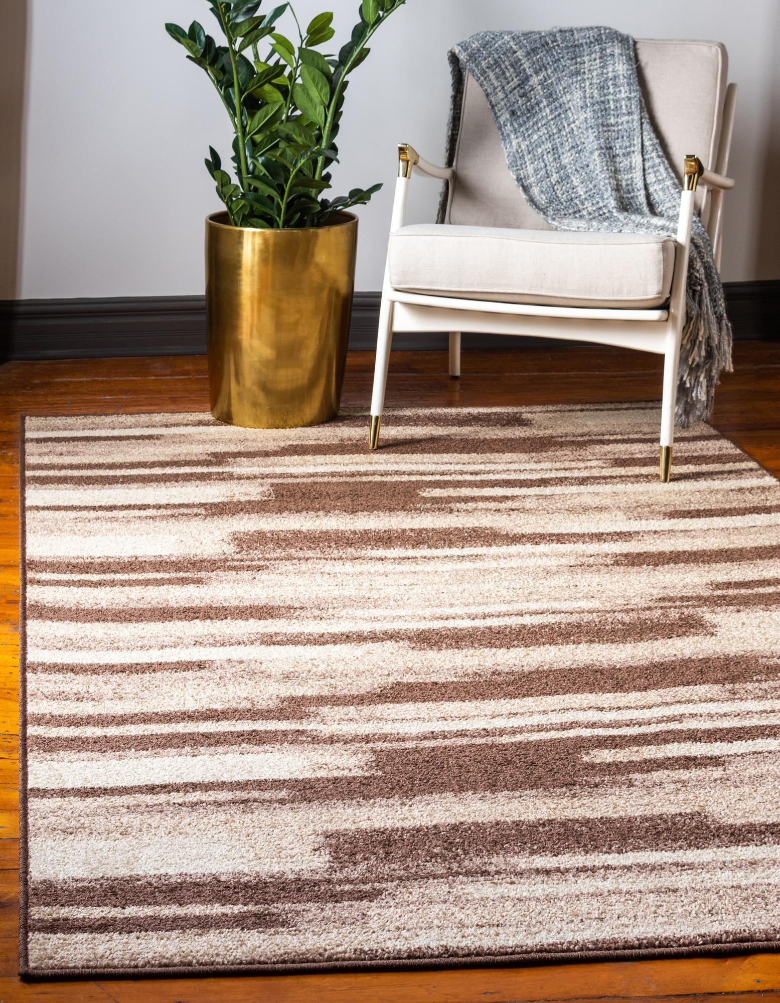 Equinox Beige & Dark Brown 8' x 10' Stain-Resistant Area Rug