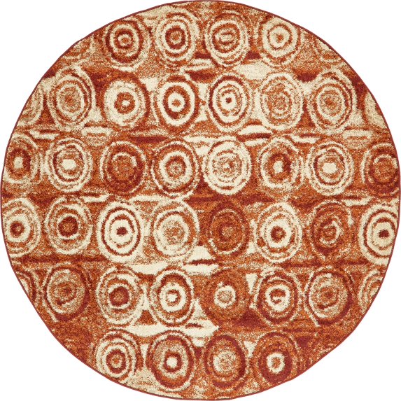 Unique Loom Autumn Round Geometric Modern Area Rugs, Brown