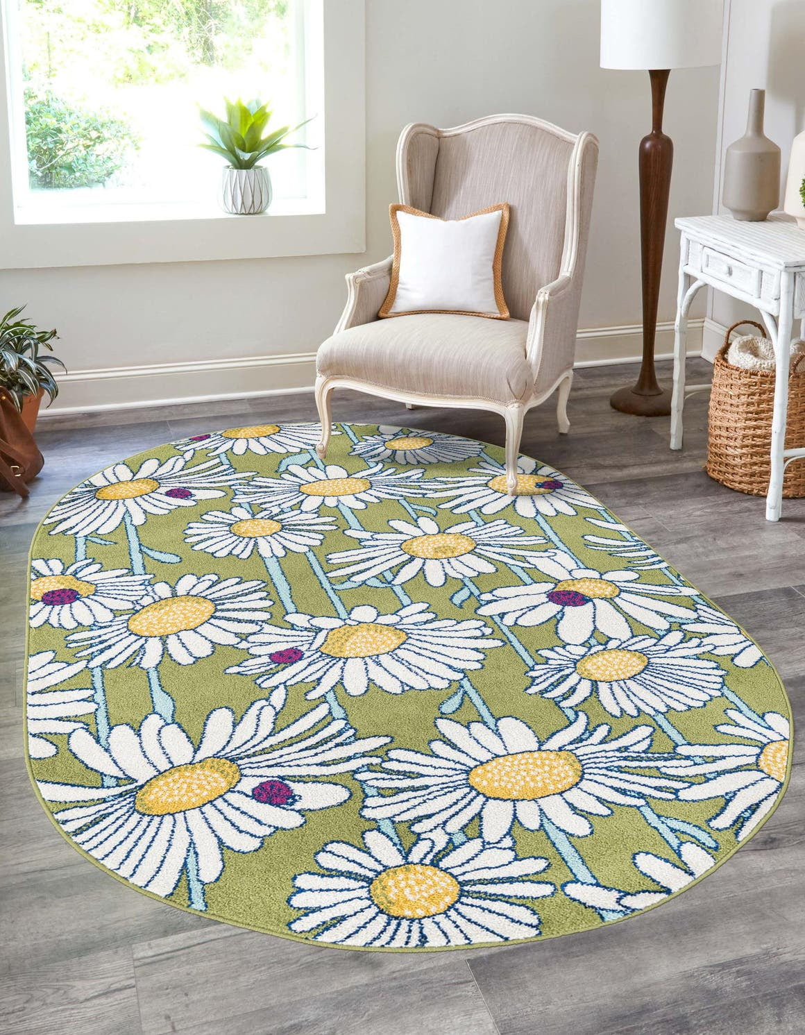 Unique Loom Azalea Bloom Rug ,Oval,5' 3