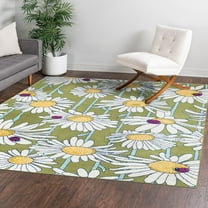 Unique Loom Bloom Collection Area Rug - Azalea (7' 10" Square Green/Light Blue)