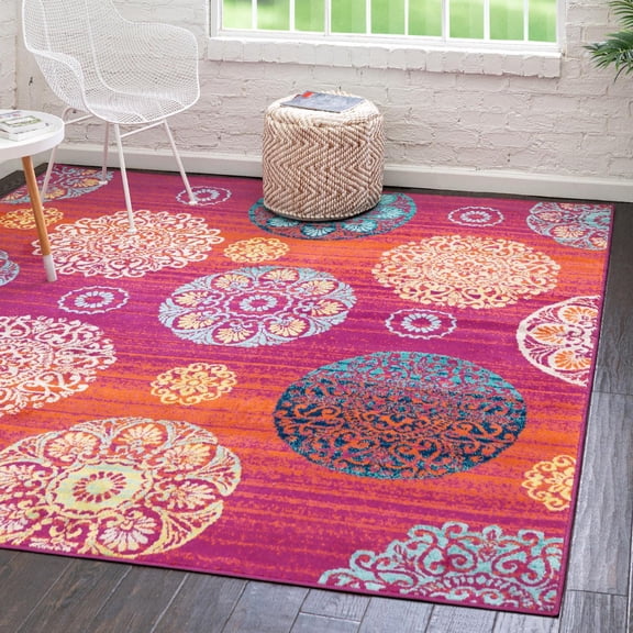 Unique Loom Azalea Collection Area Rug - Aromi (10' Square Rust Red/Orange)