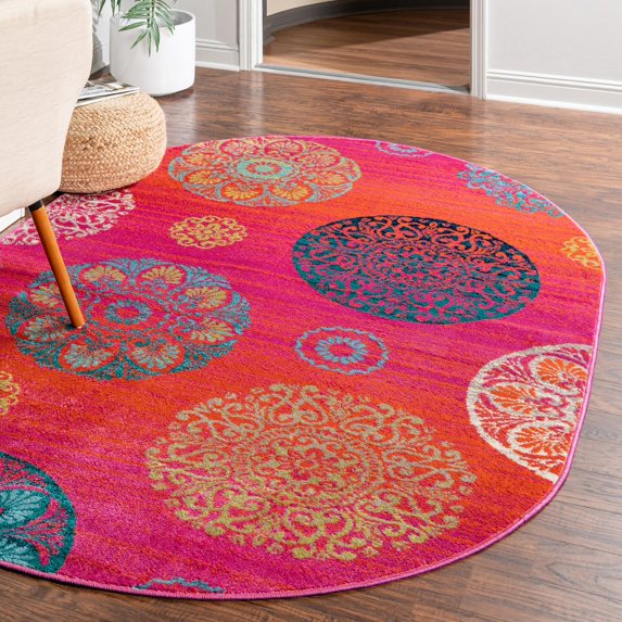 Unique Loom Azalea Collection Area Rug - Aromi (7' 10" x 10' Oval Rust Red/Orange)