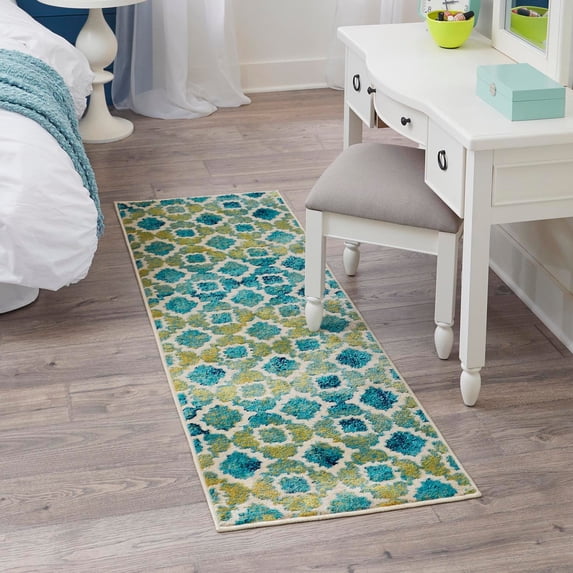 Unique Loom Azalea Collection Area Rug - Dodd (2' x 6' Runner Blue/Yellow)
