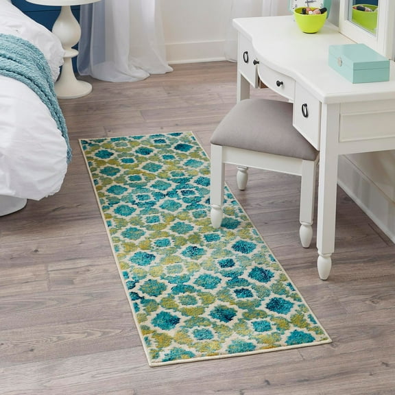 Unique Loom Azalea Collection Area Rug - Dodd (2' x 8' Runner Blue/Yellow)