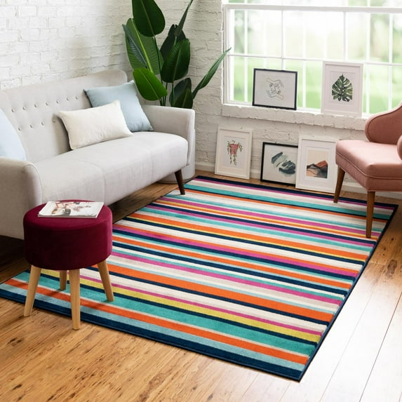 Unique Loom Azalea Collection Area Rug - Glenn (10' x 14' Rectangle Multi/Navy Blue)