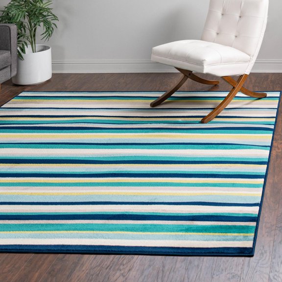 Unique Loom Azalea Collection Area Rug - Glenn (7' 10" Square Teal/Teal)