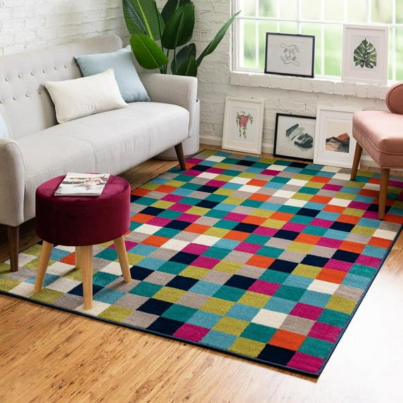 Unique Loom Azalea Collection Area Rug - Holly (10' x 14' Rectangle Multi/Navy Blue)