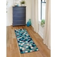 thumbnail image 1 of Unique Loom Azalea Collection Area Rug - Holly (2' x 6' Runner Teal/Navy Blue), 1 of 8