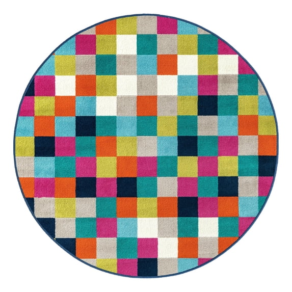 Unique Loom Azalea Collection Area Rug - Holly (3' Round Multi/Navy Blue)