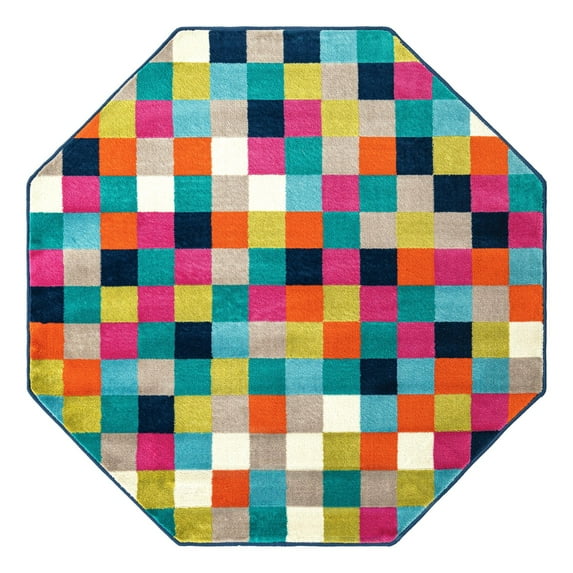 Unique Loom Azalea Collection Area Rug - Holly (5' 3" Octagon Multi/Navy Blue)