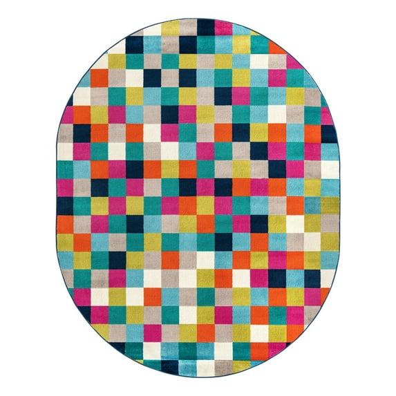 Unique Loom Azalea Collection Area Rug - Holly (7' 10" x 10' Oval Multi/Navy Blue)